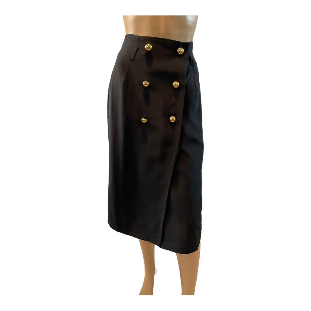 FLORA KUN Womens Vintage Sailor Style Button Front Black Pencil Skirt. Size 8